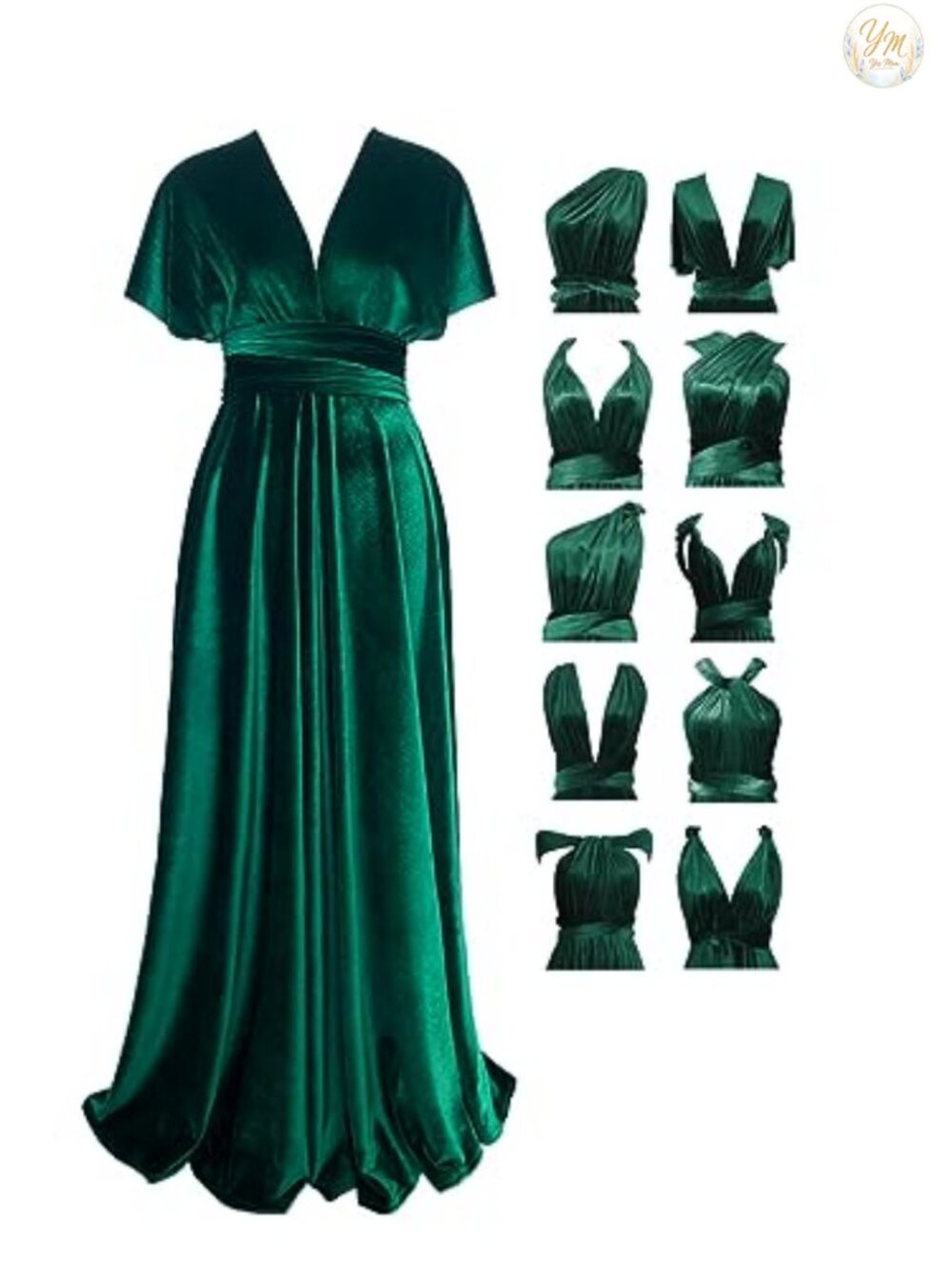 Velvet Multi-Way Wrap Infinity Maxi Dress Bridesmaid Convertible